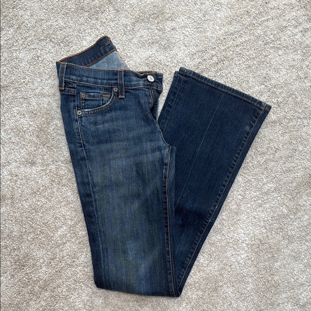 7 For All Mankind Blue Flare Wide Leg Jeans
